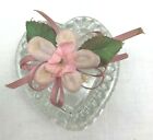 Vintage Marked Homco Glass Heart Shaped Small Trinket Box