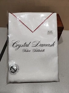 Crystal Damask Fabric Tablecloth 60" X 84" Oblong Special Occasion White, New - Picture 1 of 4