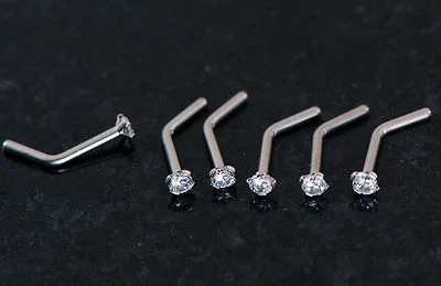 Juego de 6 piezas de acero quirúrgico 316L 18G 2 mm de puntas pequeñas transparentes circonita cúbica mezcla nariz anillo perno  Foto 1 de 3