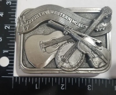 Vintage 1984 Country Western Music Belt Buckle Guitar Banjo Fiddle Bergamot USA - Image 1 of 3