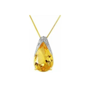 Collar de oro amarillo de 14 K de 18" con colgante de citrino y piedras preciosas naturales - Imagen 1 de 6