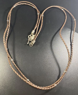 Chan LUU Collar de Cuero Dos Hilos 925 Esterlina Pepita Cuentas Estación Firmado Foto 1 de 4