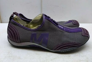 Merrell Women 8M 38.5 Purple Gray Mesh Leather Slip Zip Athletic Sneaker Shoes - Picture 1 of 6