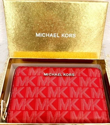Cartera Michael Kors Pequeña Logo Laca Roja NUEVA CON CAJA DE REGALO🎀32H1GJ6D0V🌞🎁 Foto 1 de 4