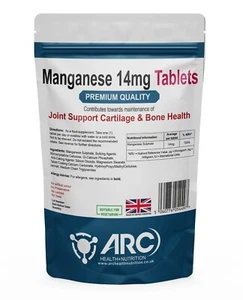 Manganese 14mg Vegan Mineral Supplement 120 Tablets, men & women, Made in UK - Picture 1 of 8