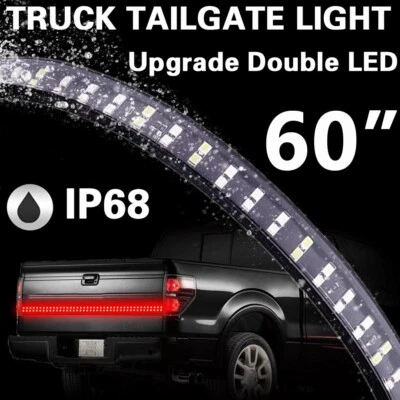 60" DOUBLE LED STRIP TAILGATE LIGHT BRAKE RUNNING KIT FOR CHEVY FORD DODGE TRUCK - Imagem 1 de 4