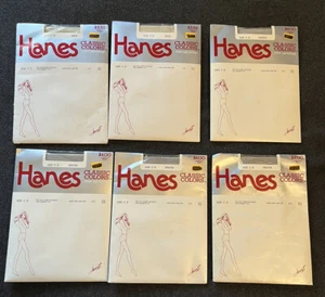 6 Pair New Old Stock Vintage Hanes Classic Colors Pantyhose C-D Pewter and Bone - Picture 1 of 4