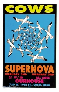 COWS SUPERNOVA 1995 Costa Mesa CA Siebdruck Konzert Poster M.Getz signiert neuwertig - Bild 1 von 1