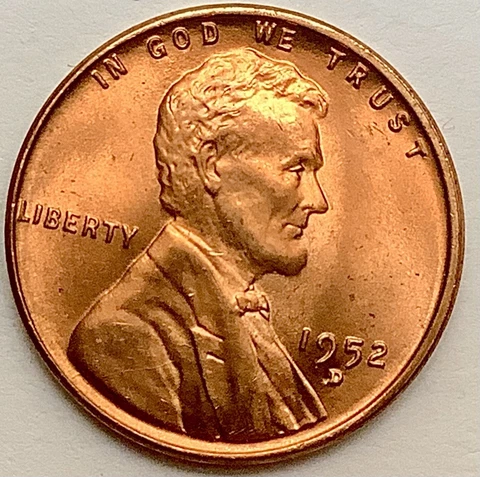 1952 D  Uncirculated BU Red RD - Lincoln Wheat Cent ~ A863 Cover