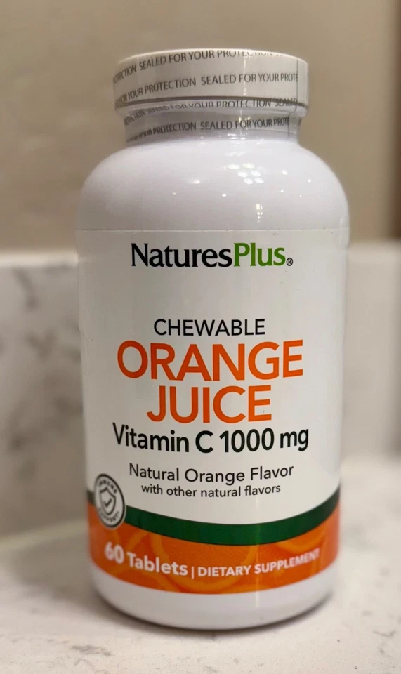 NaturesPlus Jugo de Naranja Vitamina C 1000 mg Comprimidos Masticables, 60 Porciones Foto 1 de 1