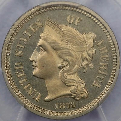 1873 cerrado 3 tres centavos de níquel - PCGS PR 65 Foto 1 de 4
