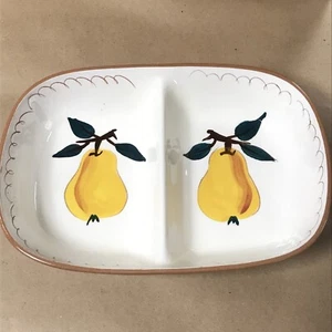 Vintage Stangl Pottery Divided  Ceramic Vegtable Dish 10.5” Fruit Yellow Pear - Picture 1 of 12