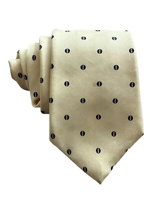 Gravata Yves Saint Laurent 3" de largura 60" de comprimento ponto deslizante branco toda de seda - Imagem 1 de 4