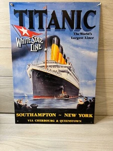 Metal Tin Sign titanic white star line Bar Pub Vintage Retro - Picture 1 of 8