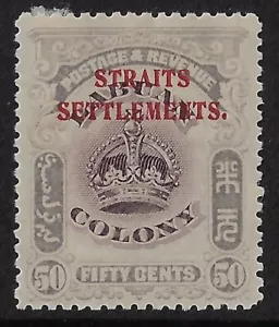 Straits Settlements o/p on 50c Labuan, MH, Scott 143/SG 150. CV $25 (a2856 - Picture 1 of 3