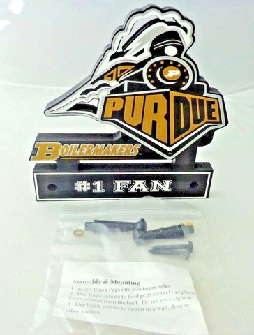 Purdue Boilermakers # 1 Fan Wall Train Plaque Keys, Masks, Hats, Leash Hanger Cover