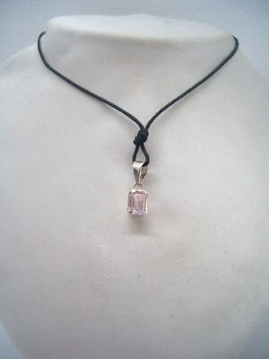 Ciondolo in ARGENTO 925 con Pietra Sintetica rosa - imitazione tormalina - - Immagine 1 di 4