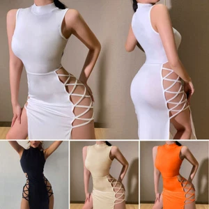 Sexy Backless Chemise Nightgown For Women Sleepwear Bodycon Nightwear Skinny - Picture 1 of 28