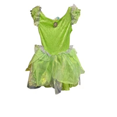 Disney Динь-Динь Bell Kids платье костюм 5/6 зеленый блестящий фея тюль юбка нейлона - Изображение 1 из 4