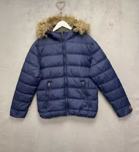 Jack & Jones Men's Puffer Jacket Large Full Zip Hooded Navy - Picture 1 of 11