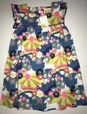 Vestido Jersey Mini Boden Manga Volantes Multi Unicornio Puesta de Sol Talla 3 - 4 Años Nuevo con Etiquetas Foto 1 de 2