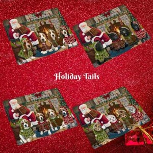 Christmas Cozy Fire Holiday Tails Dog Cat Pet Photo Refrigerator Magnet