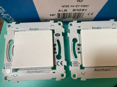 SCHNEIDER LOT DE 2 Interrupteurs Alvais ALOMBARD Va et vient Blanc ALB81051