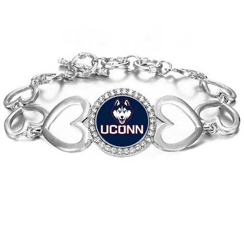 UConn Huskies Womens Silver Adjustable Heart Link Bracelet w Gift Pkg D27 Cover