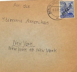 GERMANY Cover *Berlin* Overprints USA New York *Voice of America* 1949 P326 - Picture 1 of 6