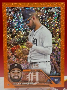 2023 Topps Chrome Riley Greene Rookie Orange Variation SP /25 COLOR MATCH #182 - Picture 1 of 2