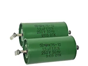K75-10 1.5 uF 250 V RUSSIAN HYBRID PAPER IN OIL AUDIO CAPACITORS NEW QTY-2 - Picture 1 of 2