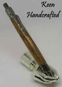 mq - Keen Handcrafted Handmade Bocote Everyday Classic Antique Pewter Click Pen - Bild 1 von 5