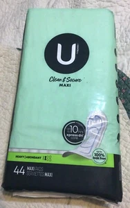 U by Kotex Clean & Secure Maxi Pads Heavy Absorbency 44 Ct Each-132 total - Picture 1 of 1
