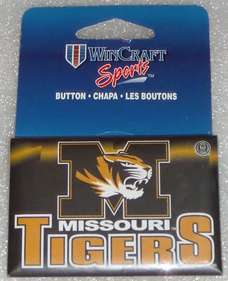 MIZZOU TIGERS WINCRAFT ПРЯМОУГОЛЬНЫЙ NCAA УНИВЕРСИТЕТ МИССУРИ КОМАНДЫ КНОПКА ЗНАЧОК - Изображение 1 из 2
