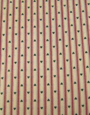 Corazones y rayas vintage a rayas beige algodón sin marca 2 yardas Foto 1 de 2
