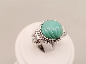 JUDITH RIPKA HERMOSO ANILLO ACANALADO TURQUESA PLATA ESTERLINA TALLA 5 - Imagen 1 de 6