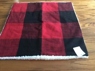 Pottery Barn Bryce Check Sherpa Back Pillow Cover 24" NEW buffalo check Red  - Image 1 of 4