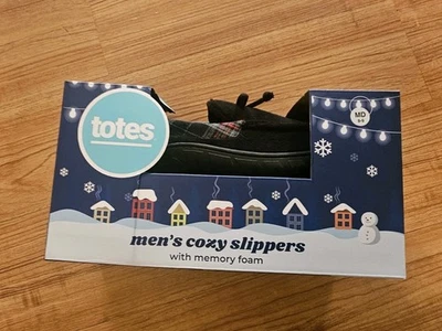 Acogedoras pantuflas de espuma viscoelástica Totes para hombre talla mediana 8 a 9 negras Foto 1 de 3