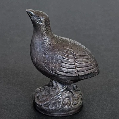 Antigua estatuilla china de plata esterlina 970 perdiz pimienta agitador Foto 1 de 4