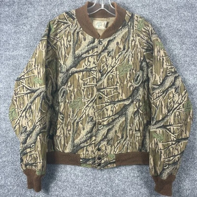 Chaqueta De Colección Roble Mossy Para Hombres Grande L Marrón A Presión Bombardero Hoja de Árbol Camuflada EE. UU. Años 80 Foto 1 de 4