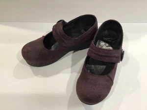 Dansko Crepe Mary Jane Vintage Suede Clogs Womens 37 Purple Comfort Pofessional - Picture 1 of 9