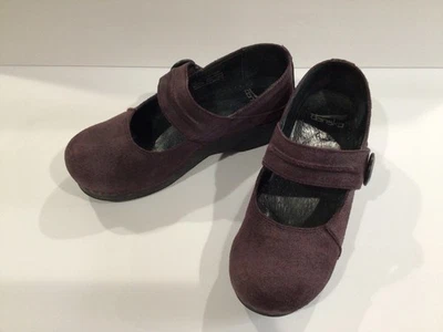 Dansko Crepe Mary Jane Vintage Suede Clogs Womens 37 Purple Comfort Pofessional - Image 1 of 4