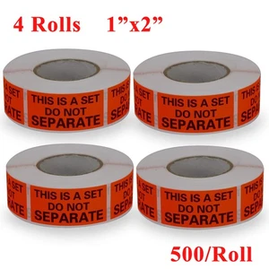 4 Rolls 1"x2" Warning Stickers This is a set do not separate Red Package Labels - Picture 1 of 8