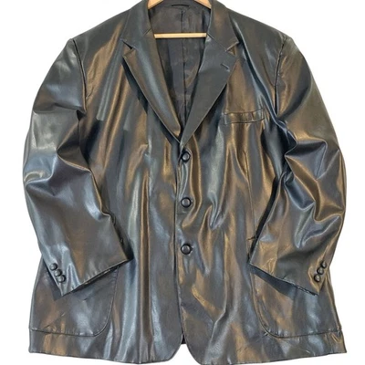 Chaqueta Blazer Vintage Para Hombre Negra Imitación Cuero Negocios Informal Fiesta talla XXLT Foto 1 de 4