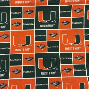 University of Miami Hurricanes Square Design 2.2m or 2.4yards 100% Cotton - Bild 1 von 3