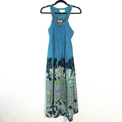 Vestido de seda con cuentas Moulinette Soeurs x Anthropologie Blue Island Nightfall talla 2 Foto 1 de 4