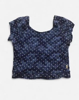 Top corto Hollister azul marino y blanco a lunares con lazo trasero años 2000 Y2K talla mediana Foto 1 de 2