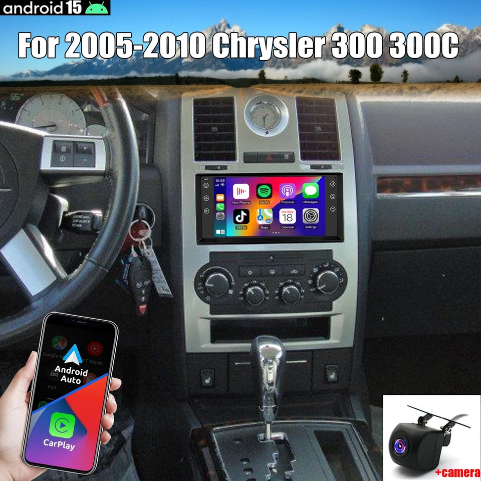 Radio de coche inalámbrico Carplay Android 15 navegación GPS para Chrysler 300 300C 2005-2010 Foto 1 de 4