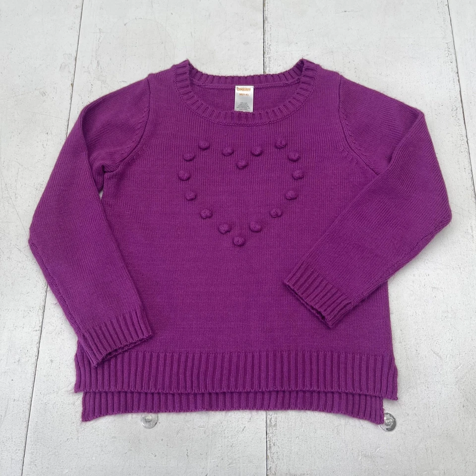 Suéter Gymboree Niñas Mediano 7-8 Púrpura Corazón Bobble Tejido Pullover Cuello Redondo Foto 1 de 4