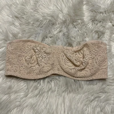 Wacoal 34D Bra Beige Halo Lace Strapless Bandeau Underwire 854205 Back Closure - Image 1 of 4